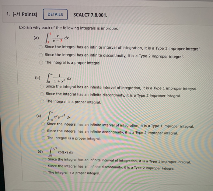 negative integrals | dp ib applications &... Solved 1. (-/1 Points) DETAILS SCALC7 7.8.001. Explain why | Chegg.com