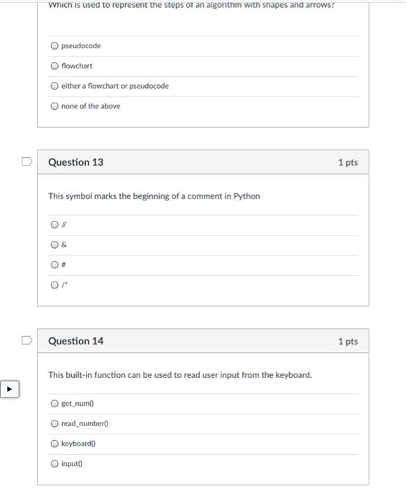 Solved Which is used to represent the steps of an algorithm | Chegg.com