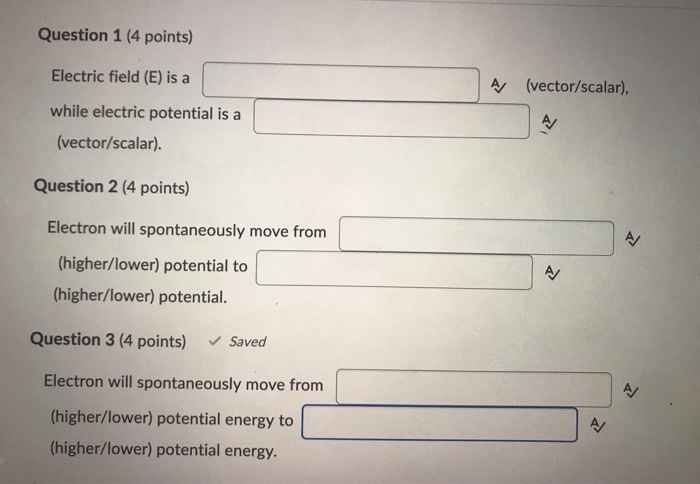 Solved Question 1 (4 Points) Electric Field (E) Is A A, | Chegg.com