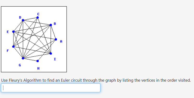 Solved Use Fleury's Algorithm to find an Euler circuit | Chegg.com