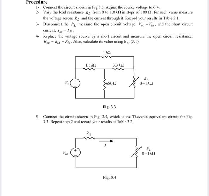Solved Procedure 1. Connect the circuit shown in Fig 3.3. | Chegg.com