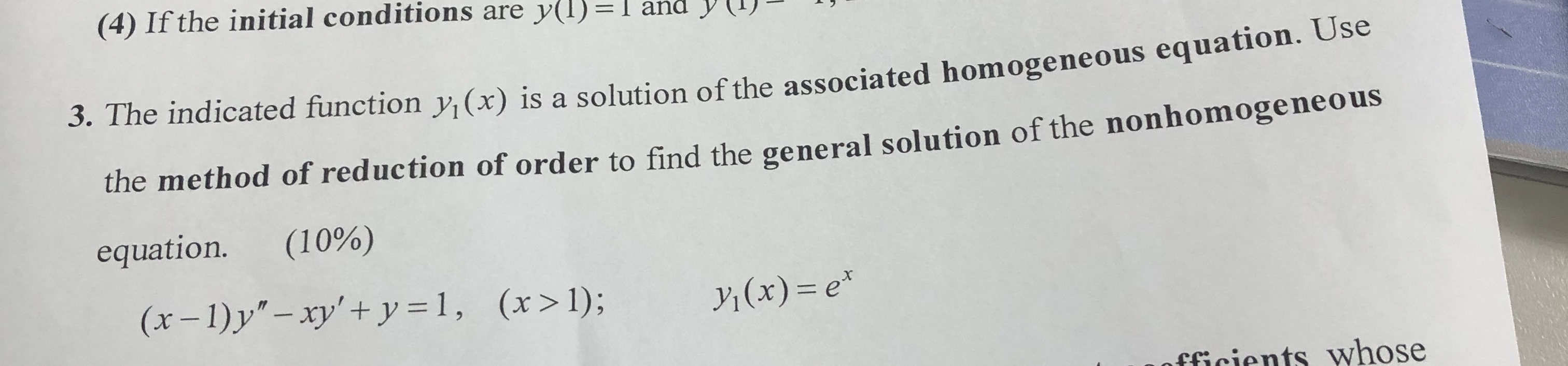 The indicated function y1(x) ﻿is a solution of the | Chegg.com