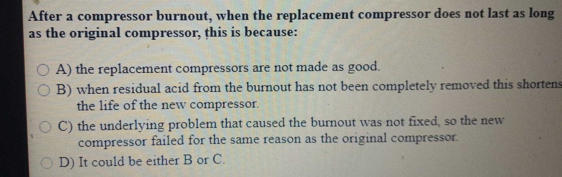 Solved After a compressor burnout, when the replacement