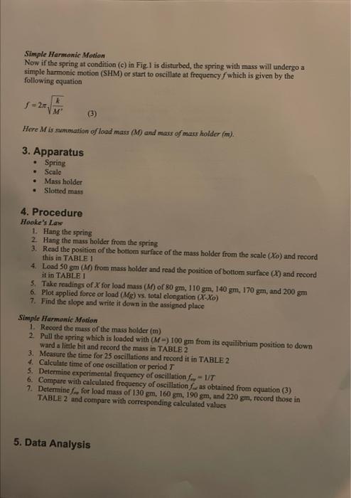 Lab \# 3 Verification of Hooke's Law \& Simple | Chegg.com