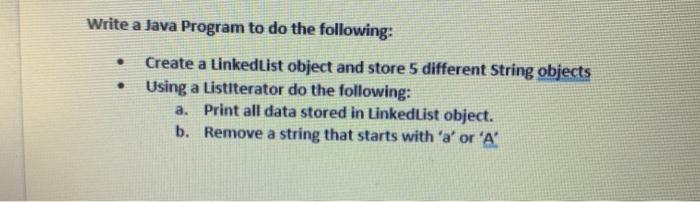 Solved Write a Java Program to do the following: Create a | Chegg.com