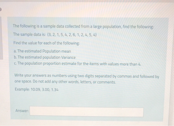 Solved The following is a sample data collected from a large | Chegg.com