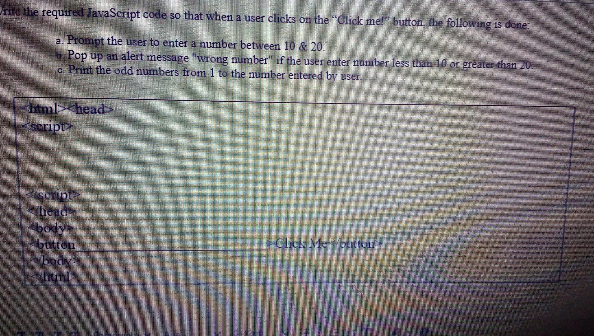 Solved Irite the required JavaScript code so that when a | Chegg.com