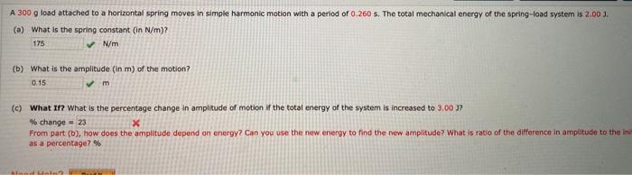 Solved A 300 G Load Attached To A Horizontal Spring Moves In 