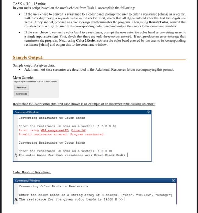 Solved I Need Help Writing A Code On Matlab For Task 1 And | Chegg.com