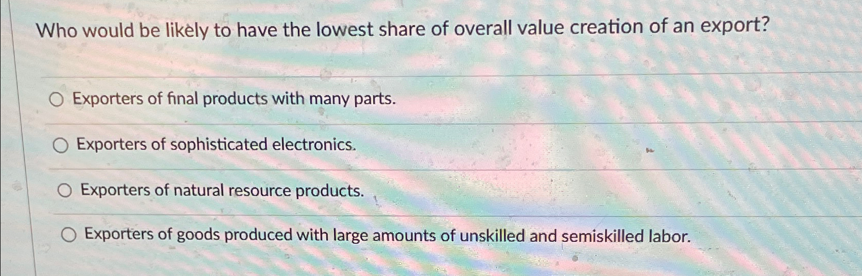 Solved Who would be likely to have the lowest share of | Chegg.com