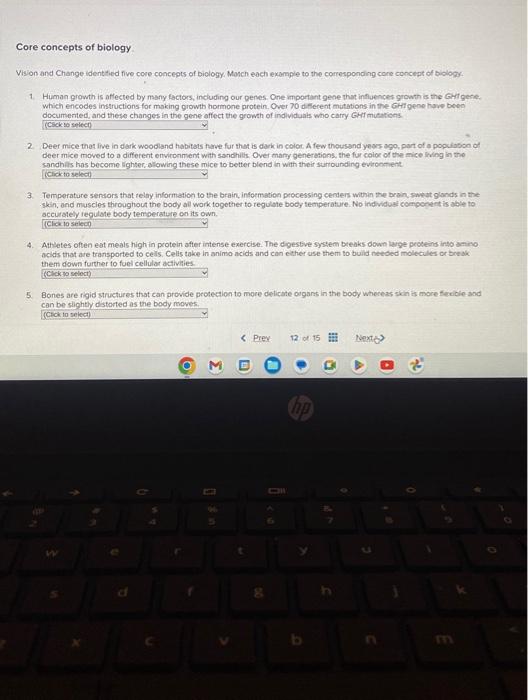 Solved Core concepts of biology Vision and Change identtied | Chegg.com