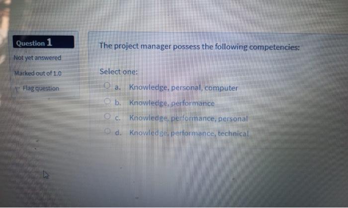 Solved Question 1 Not yet answered The project manager | Chegg.com
