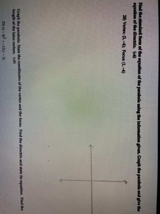 how to find standard form from a graph parabola