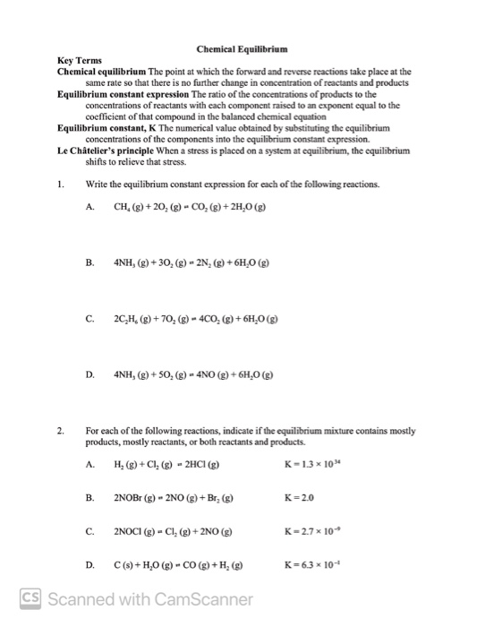 Solved Chemical Equilibrium Key Terms Chemical equilibrium | Chegg.com