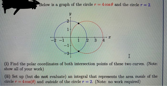 Solved Below Is A Graph Of The Circle R 4 Cos 0 And The Chegg Com
