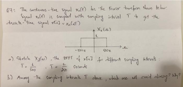 Solved Q7: The continuous - time signal xalt) has the | Chegg.com