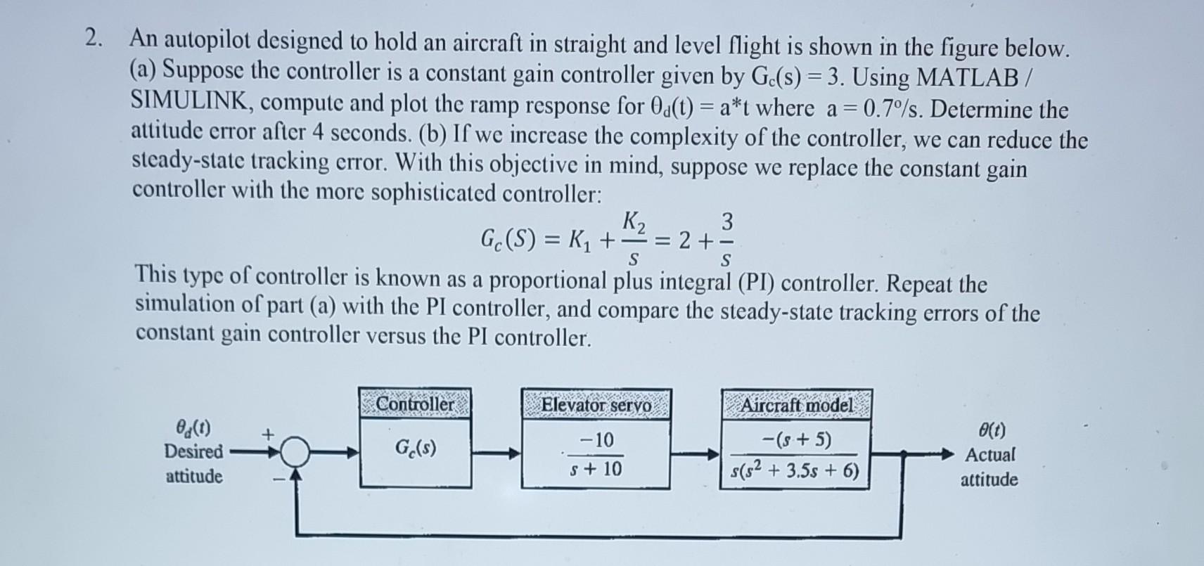 Solved An autopilot designed to hold an aircraft in straight | Chegg.com