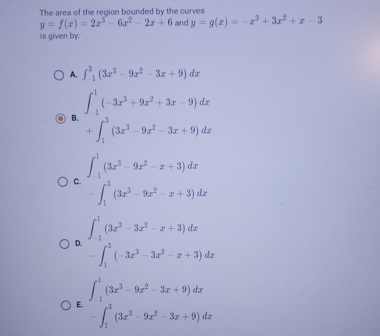 Solved The area of the region bounded by the curves | Chegg.com