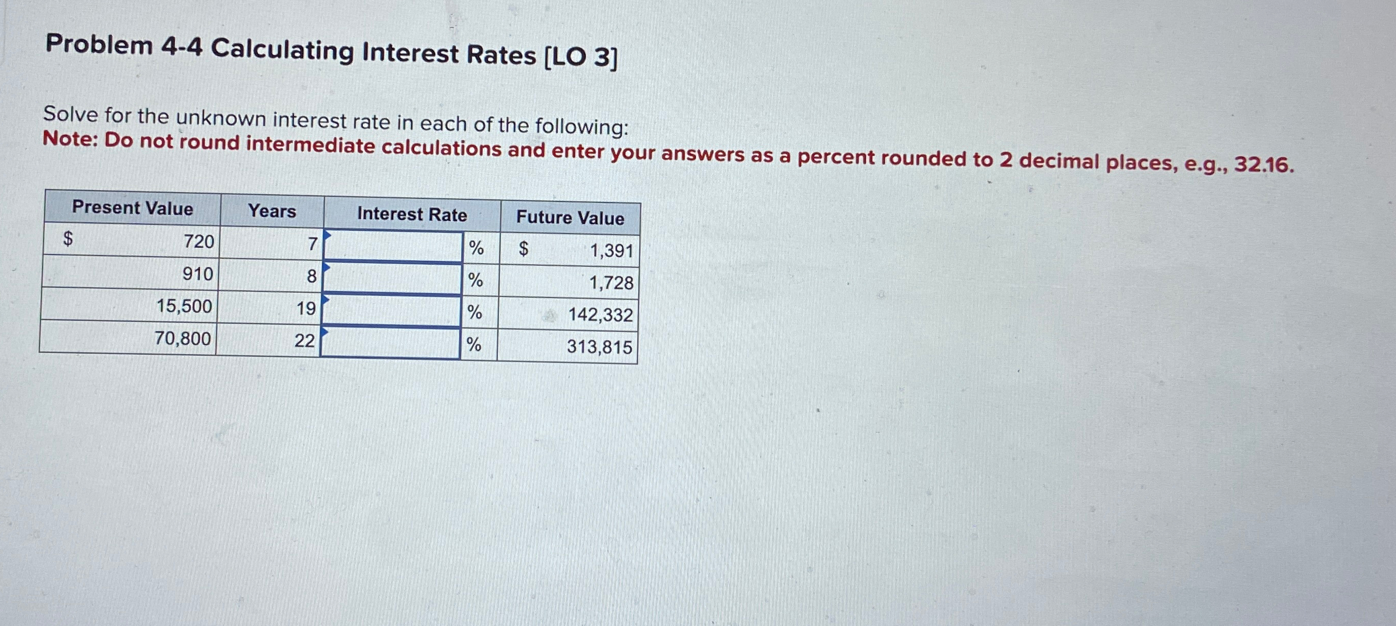 Solved Problem 4-4 ﻿Calculating Interest Rates [LO 3]Solve | Chegg.com