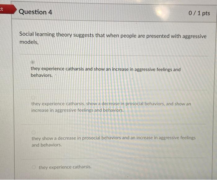 Solved Ct Question 4 0/1 Pts Social Learning Theory Suggests | Chegg.com