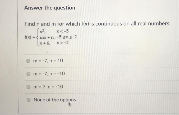 Solved Answer the question Find n and m for which f(x) is | Chegg.com