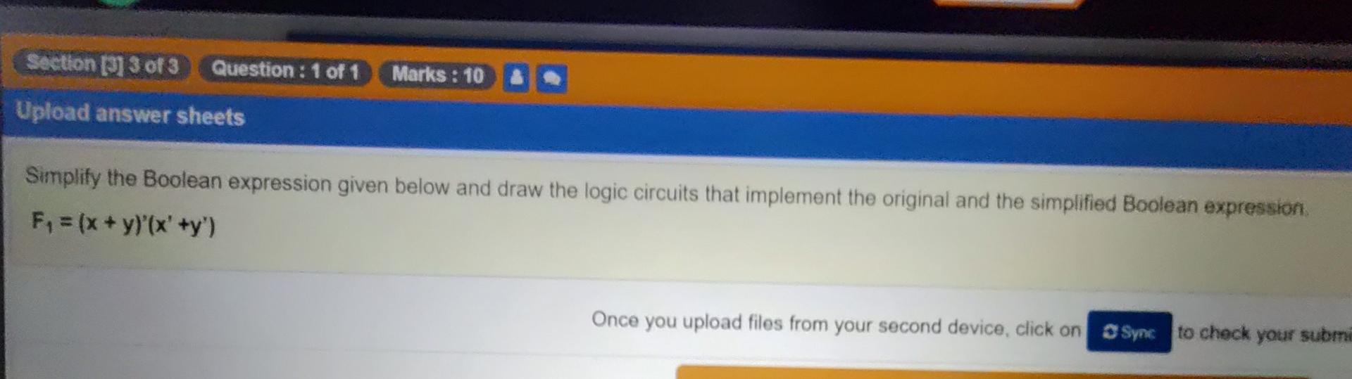 Solved Section (33 of 3 Question : 1 of 1 Marks : 10 & | Chegg.com