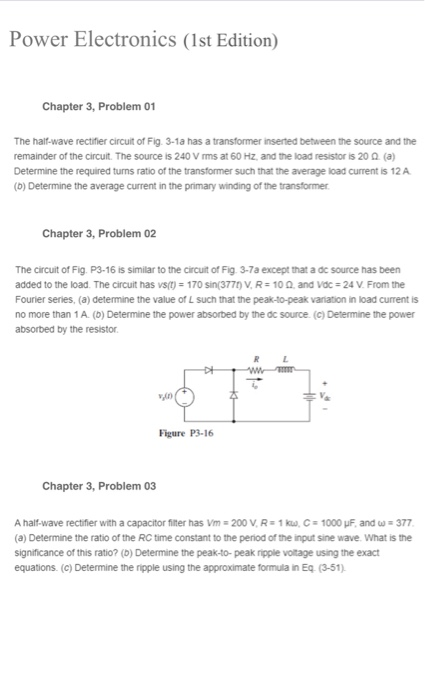 Power Electronics (1st Edition) Chapter 3, Problem 01 | Chegg.com