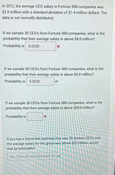 Solved In 2012, the average CEO salary in Fortune 500 | Chegg.com