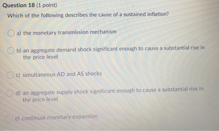 Solved Question 18 (1 point) Which of the following | Chegg.com