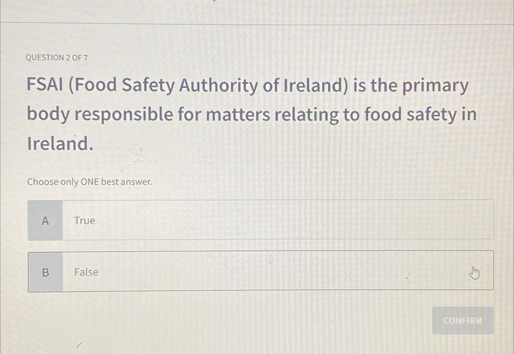 Solved QUESTION 2 ﻿OF 7FSAI (Food Safety Authority of