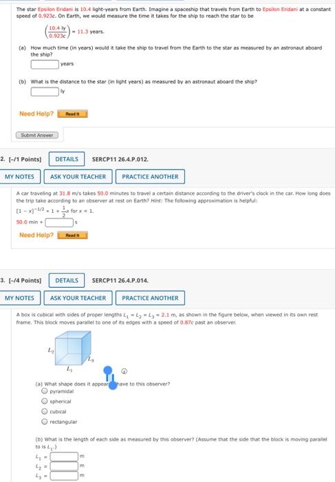Solved The Star Epsilon Eridan Is 10.4 Lighe-Years From | Chegg.com