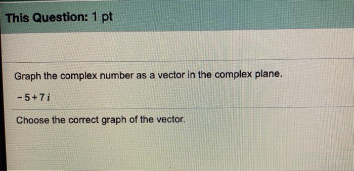 Solved This Question: 1 pt Graph the complex number as a | Chegg.com