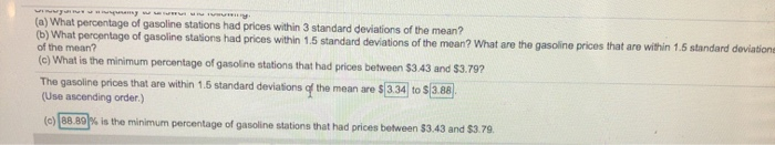 Solved . At one point the average price of regular unleaded | Chegg.com