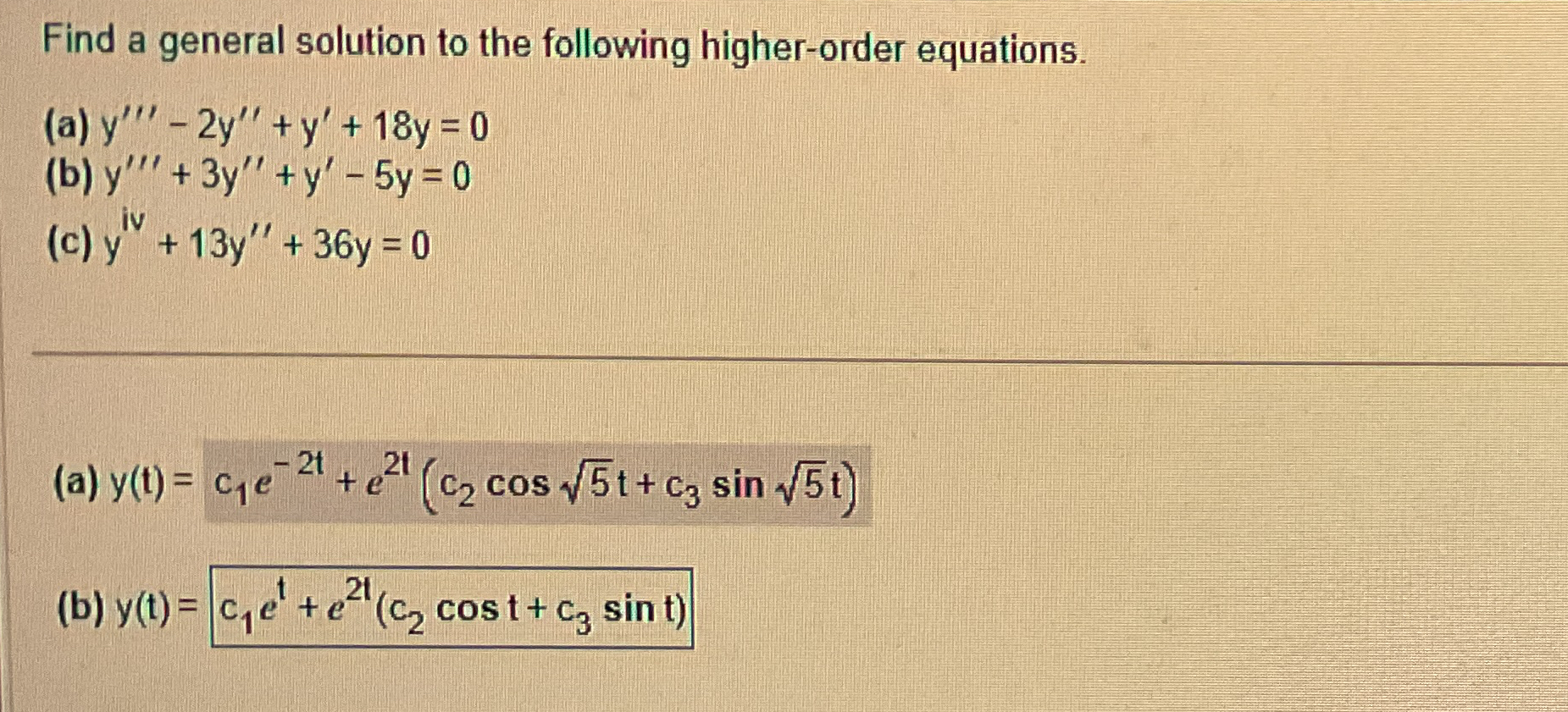 Solved Find a general solution to the following higher-order | Chegg.com