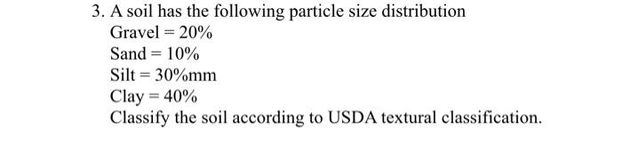 Solved 3. A soil has the following particle size | Chegg.com