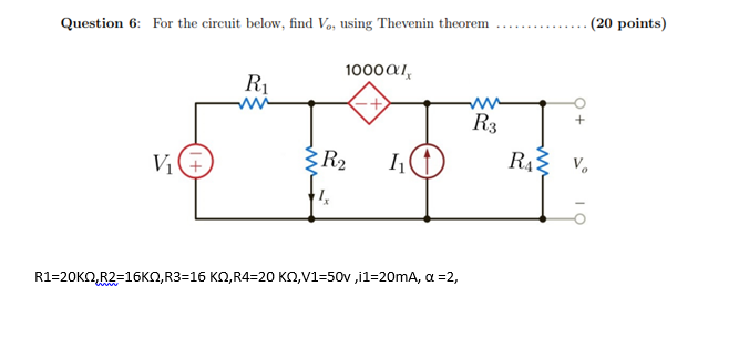 Solved Question 6: For the circuit below, find Vo, ﻿using | Chegg.com