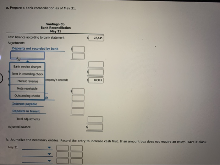Solved The cash account for Santiago Co. on May 31 indicated