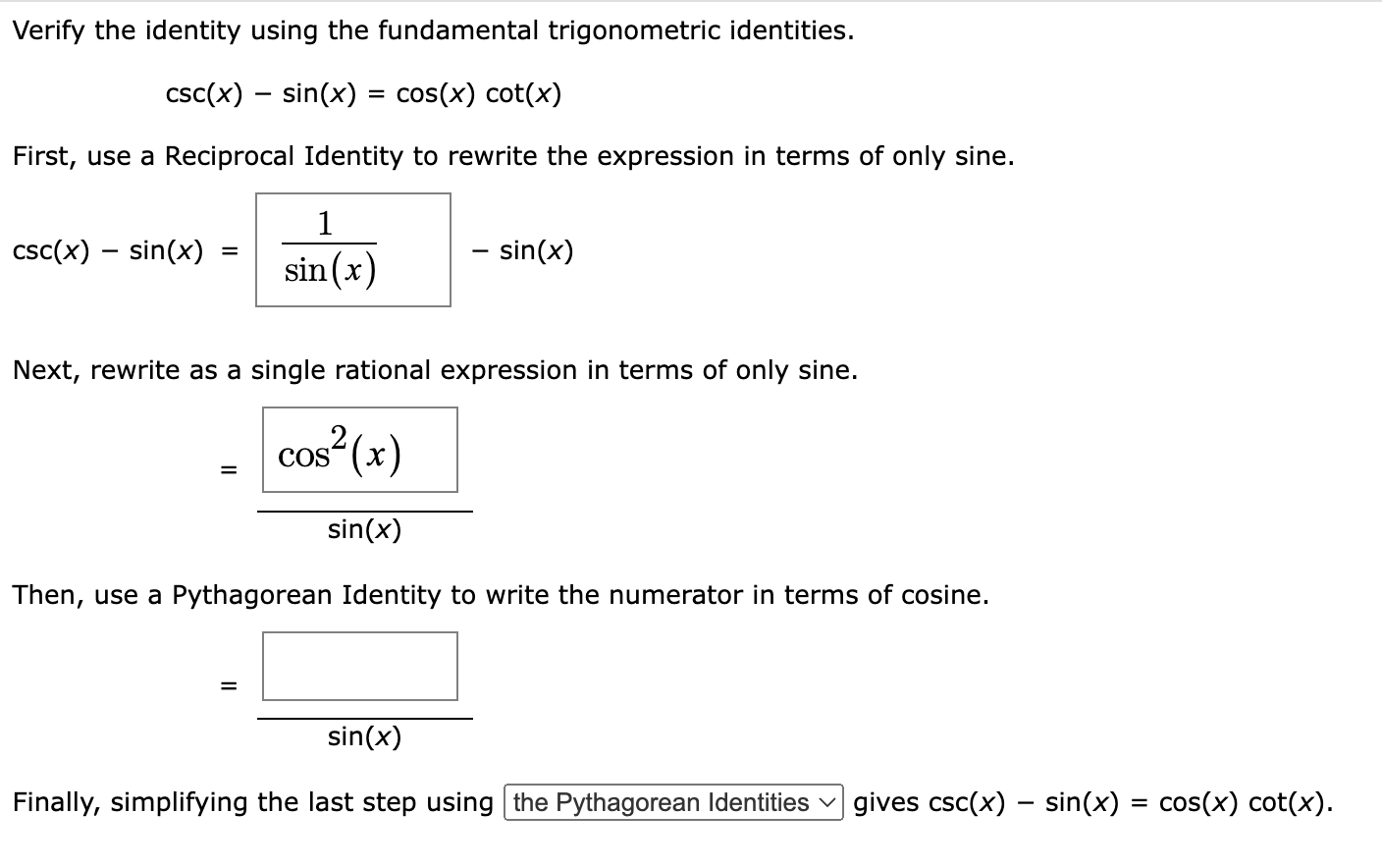 Solved Verify the identity using the fundamental | Chegg.com