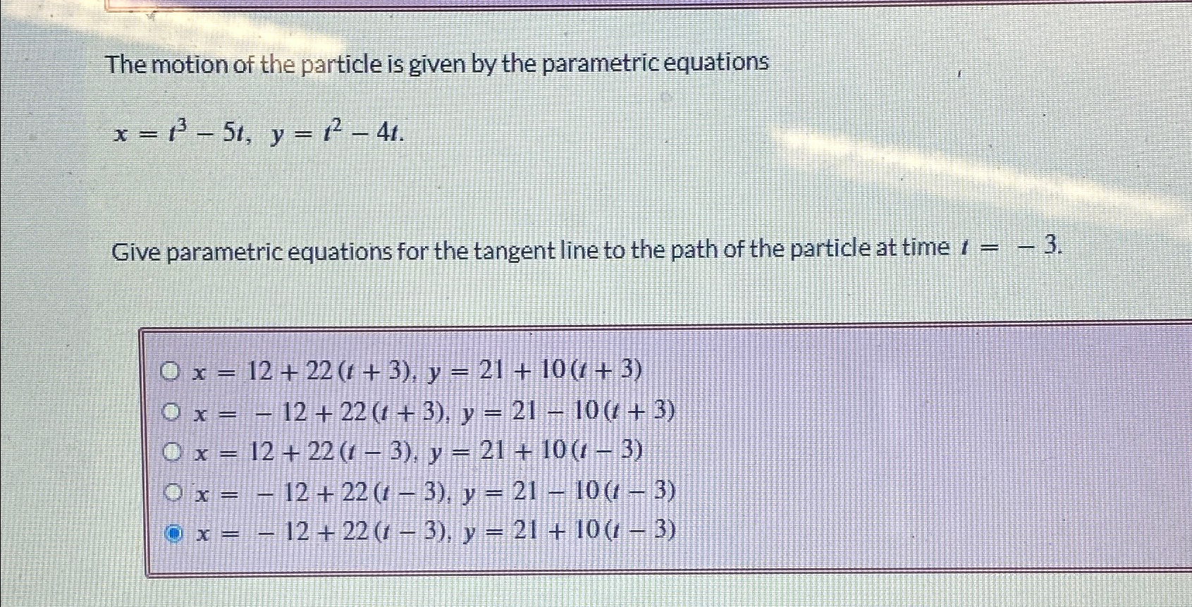 Solved The motion of the particle is given by the parametric | Chegg.com