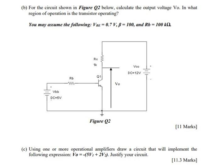 Solved (6) For the circuit shown in Figure Q2 below, | Chegg.com