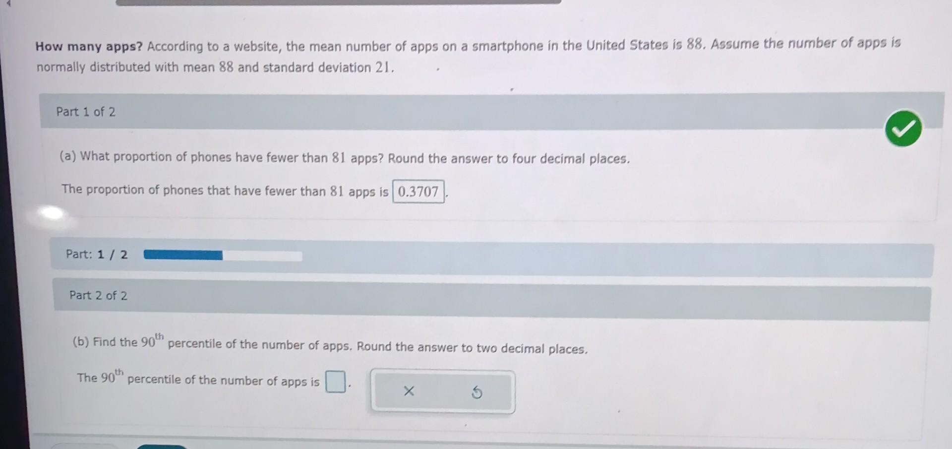 Solved How many apps? According to a website, the mean | Chegg.com