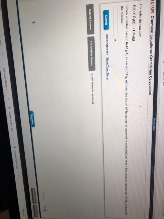 Solved TUTOR Chemical Equations: Gram/Gram Calculation | Chegg.com