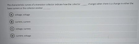Solved The characteristic curves of a transistor collector | Chegg.com