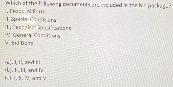 Solved Which Of The Following Documents Are Included In The | Chegg.com