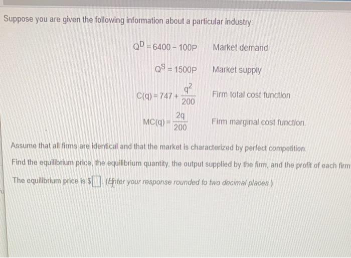Solved Suppose you are given the following information about | Chegg.com