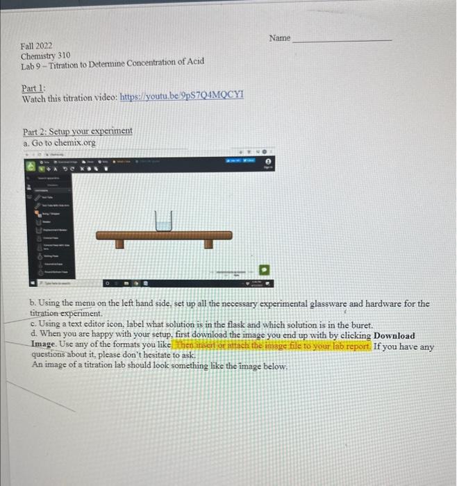 Solved Lab 9 - Titration to Determine Concentration of Acid | Chegg.com