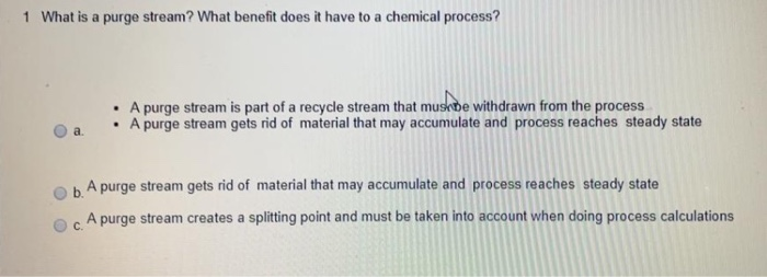 Solved 1 What Is A Purge Stream? What Benefit Does It Have | Chegg.com