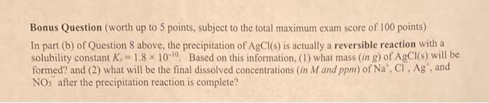 Bonus Question (worth up to 5 points, subject to the | Chegg.com