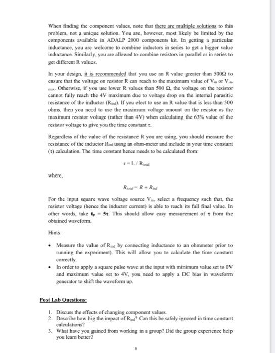 Solved Procedure: This experiment consists of 2 parts which | Chegg.com