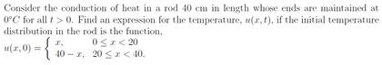 Solved Consider the conduction of heat in a rod 40 cm in | Chegg.com